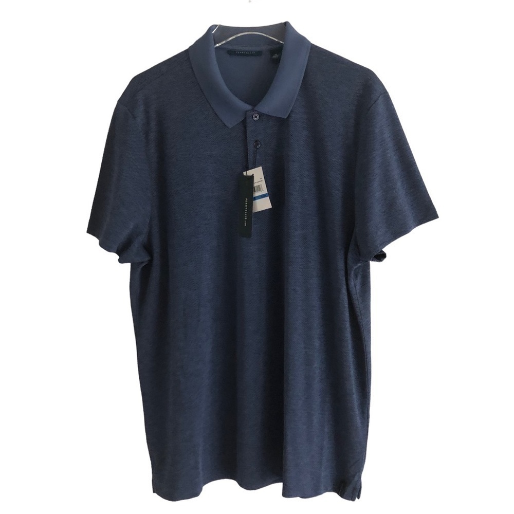 Perry Ellis Short Sleeve Polo Shirt Blue Size XL